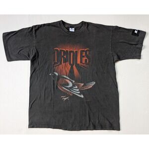 Vintage Baltimore Orioles Shirt Mens XL Shadow Black MLB 90s Bird Logo